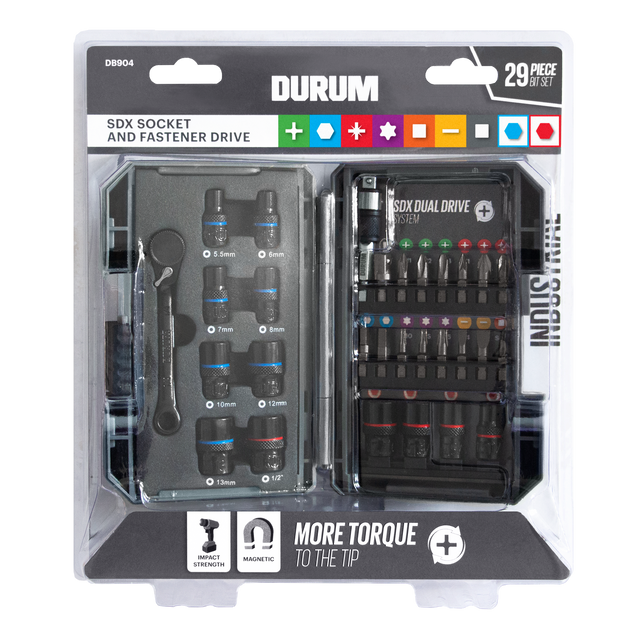Socket & Fastner Combo Set | Multi Grip SDX 29 Piece | Protective Casing | Hand Tools | Fastners | Screw Bits | Sockets
