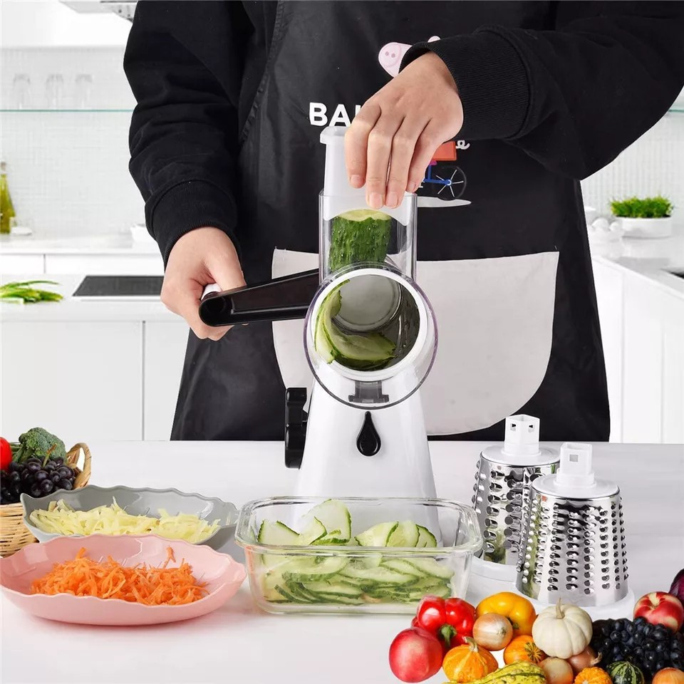 Kitchen Multifunction Vegetable Food Manual | 3 Blade Rotary Grater | Chopper Slicer Cutter | Shredder |