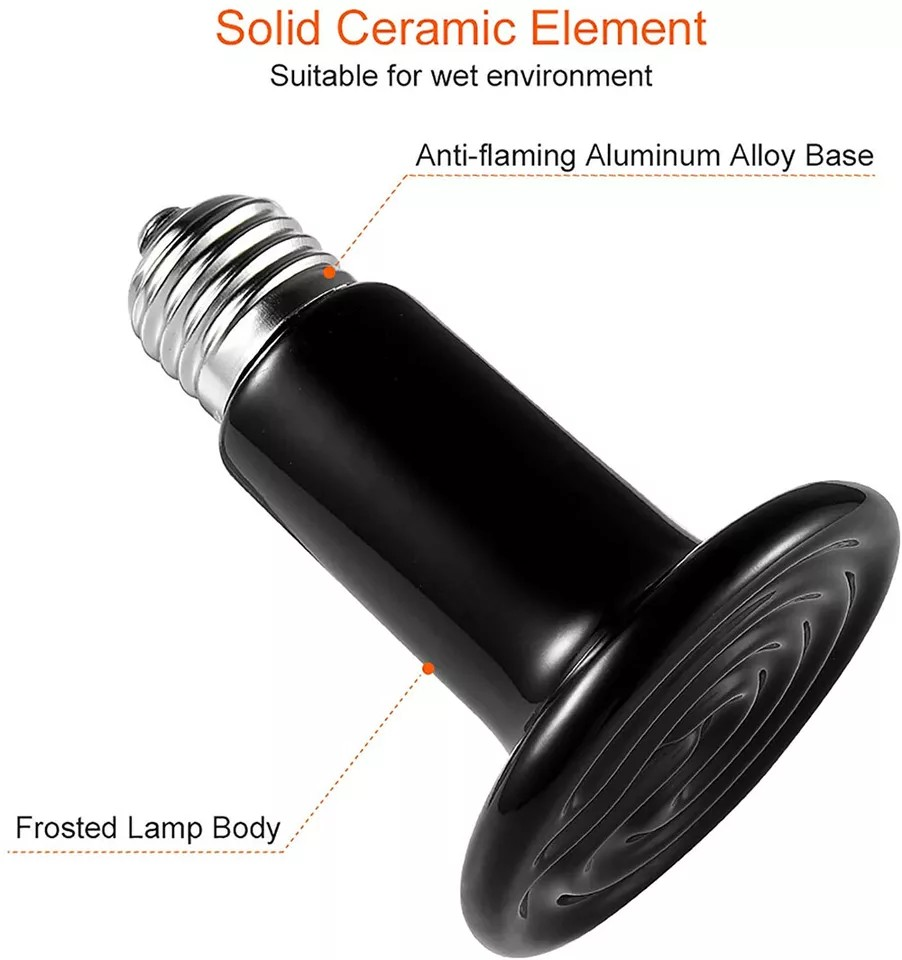 Ceramic Heat Emitter | 75W - Infrared Heat Lamp | For Reptiles, Chickens & Pets | No Light Heat Bulb for Terrariums & Brooders