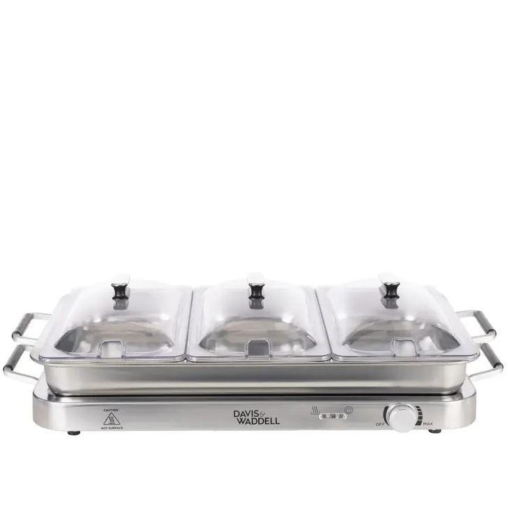 Davis & Waddell 3-in-1 Bain Marie | Warming Tray | Stainless Steel Buffet Style Food Warmer