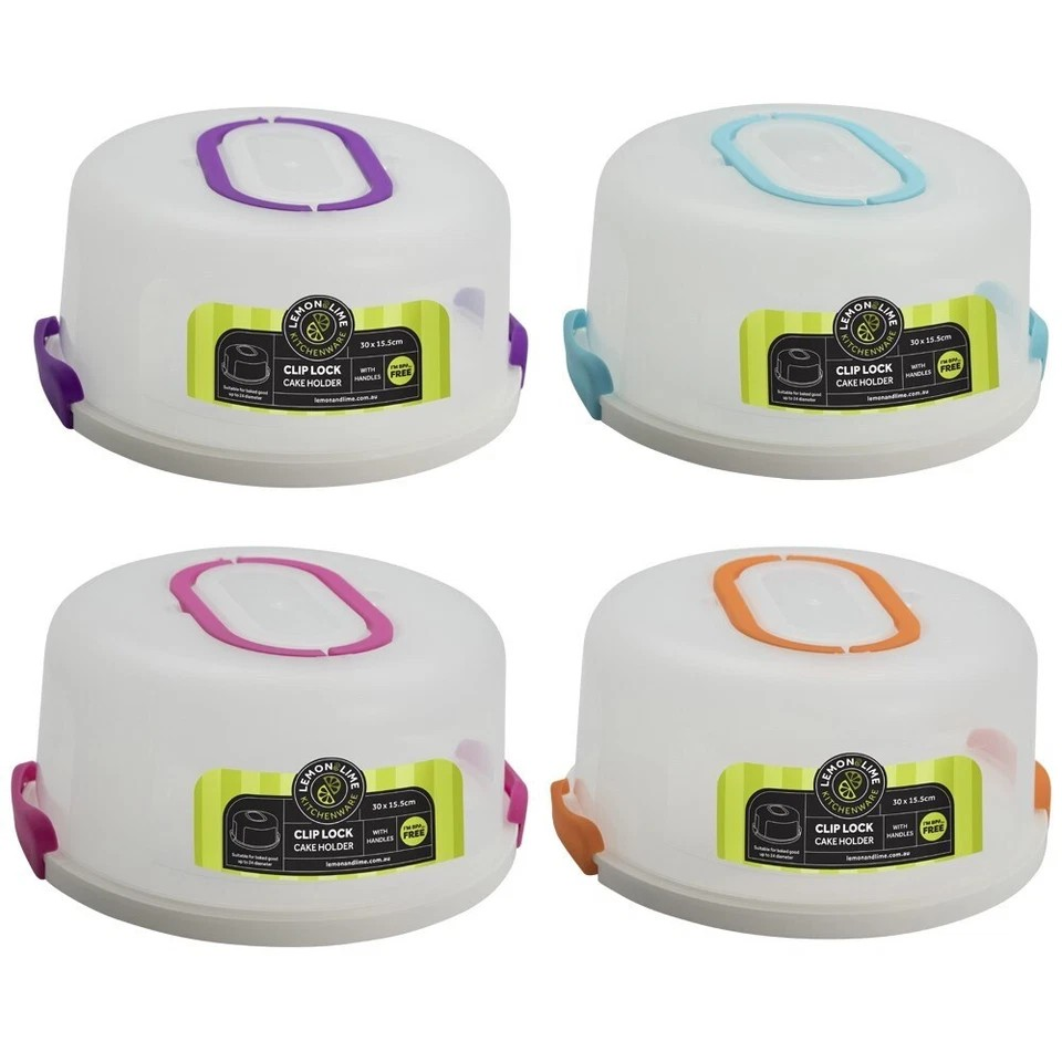 Lemon & Lime 30cm Round Plastic Cake/Dessert Container Box Holder w/Lid Assorted