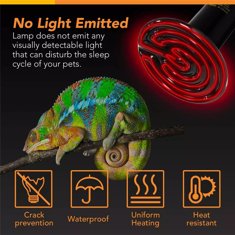 Ceramic Heat Emitter | 75W - Infrared Heat Lamp | For Reptiles, Chickens & Pets | No Light Heat Bulb for Terrariums & Brooders
